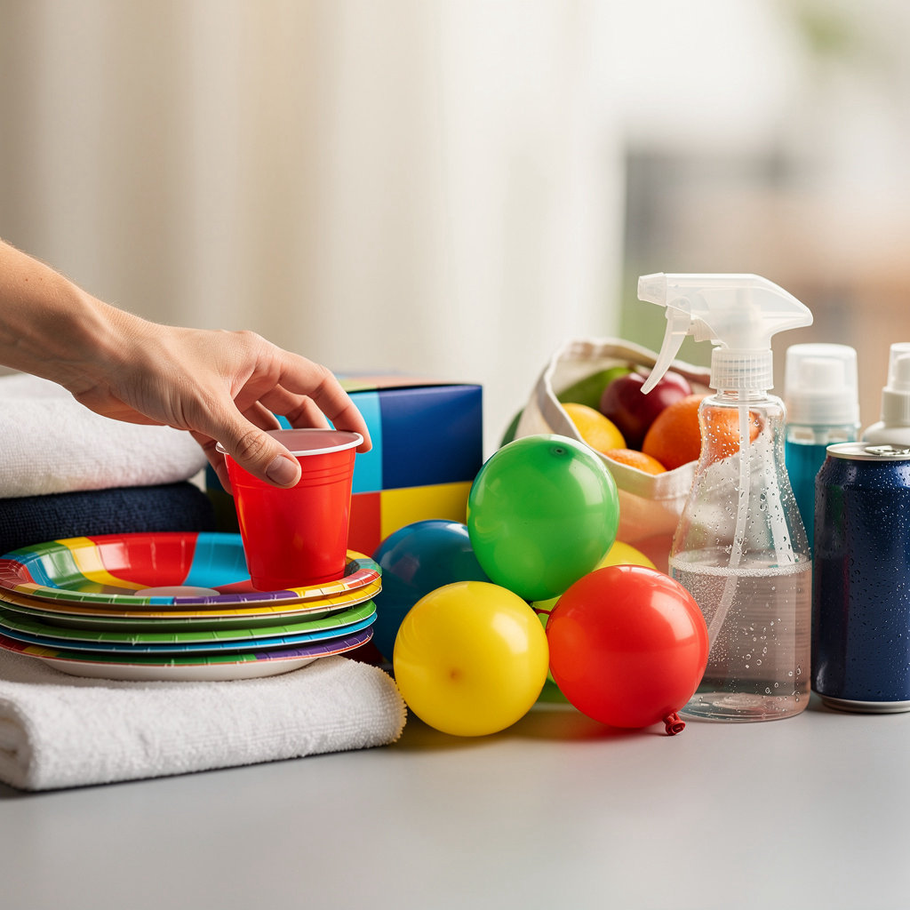 V-OUTLET San Diego discount store shelves stocked with diverse affordable products including party supplies and home goods